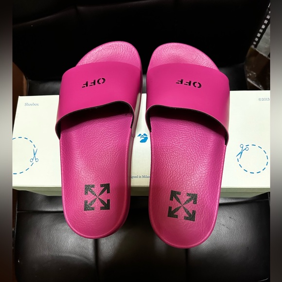 Brand New! Off-White Fuchsia Black Pool Slider Size 9 - Picture 2 of 7